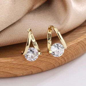 S925 Sterling Silver Love Heart Star White Zircon Earrings Wedding Engagement